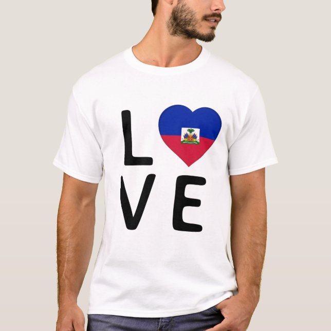 T-shirt Amour - Drapeau Haïti (Devant)