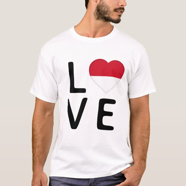 T-shirt Amour - Drapeau Indonésie (Devant)