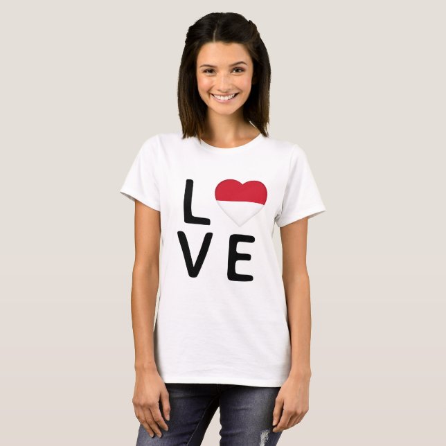 T-shirt Amour - Drapeau Monaco (Devant entier)