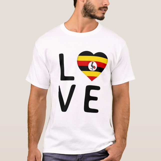 T-shirt Amour - Drapeau Ouganda (Devant)