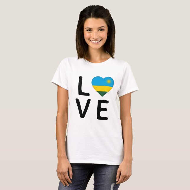 T-shirt Amour - Drapeau Rwanda (Devant entier)