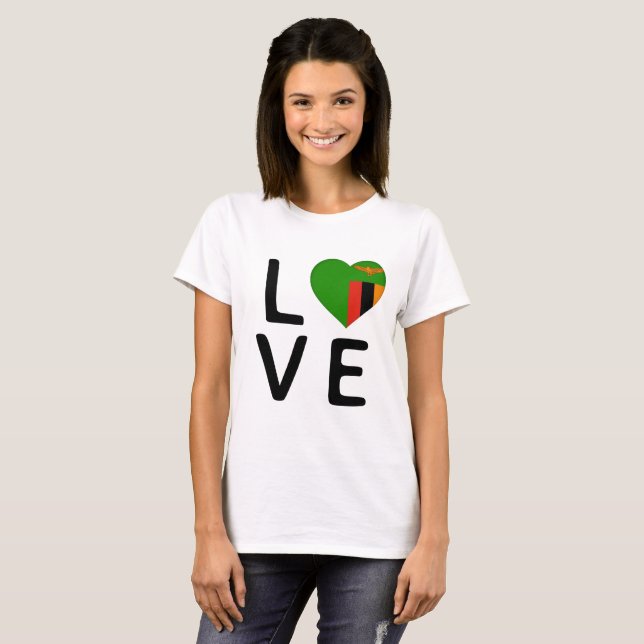 T-shirt Amour - Drapeau Zambie (Devant entier)