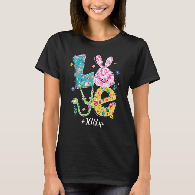T-shirt Amour Drôle Bunny Icu Infirmière Pâques Jour de Pâ (Devant)