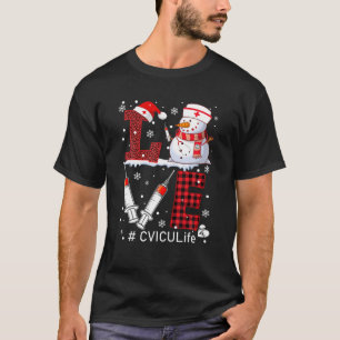 T-shirt Amour drôle CVICU Vie Snowman Infirmière Stethos
