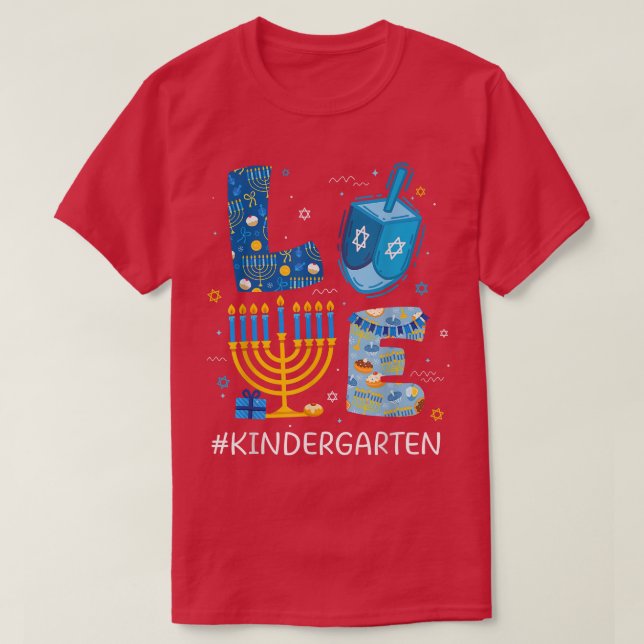 T-shirt Amour drôle jardin d'enfants enseignant Menorah ju (Design devant)
