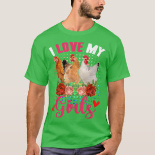 T-shirt Amour Drôle Mes Filles Trois Fleurs De Poulets Mig