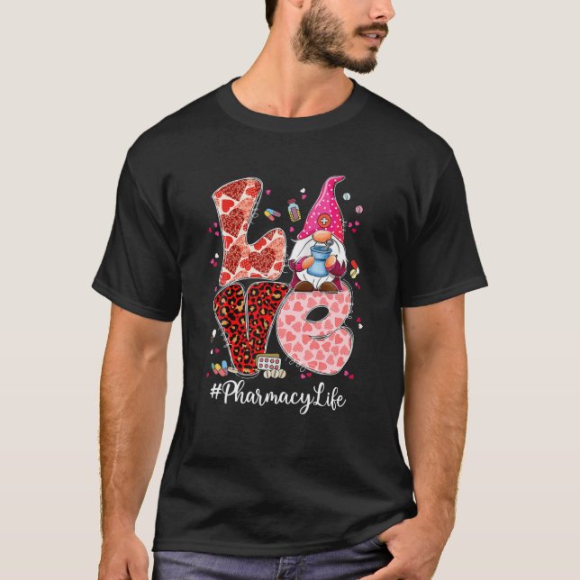 T-shirt Amour drôle Pharmacie Vie Pharmacienne Gnome Valen (Devant)
