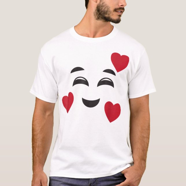 T-shirt Amour drôle souriant Emojis Coeurs Halloween Amour (Devant)