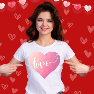 T-shirt Amour du coeur Aquarelle moderne Pink Valentine's