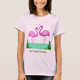 T-shirt Amour du Flamant rose de texte personnalisé