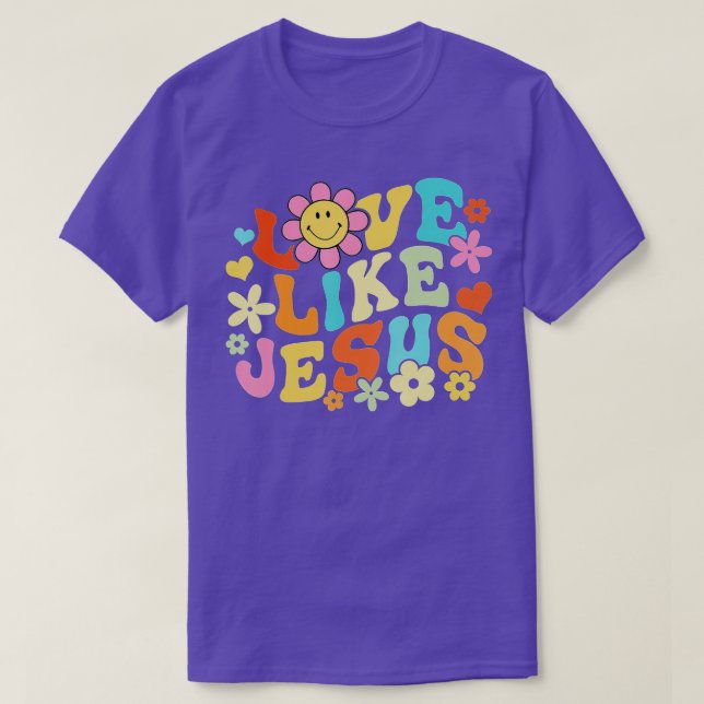 T-shirt Amour Du Visage Rétro Comme Jésus Fleurs Boho (Design devant)