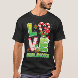 T-shirt Amour Éducation Physique Noël Chapeau Santa Étudia