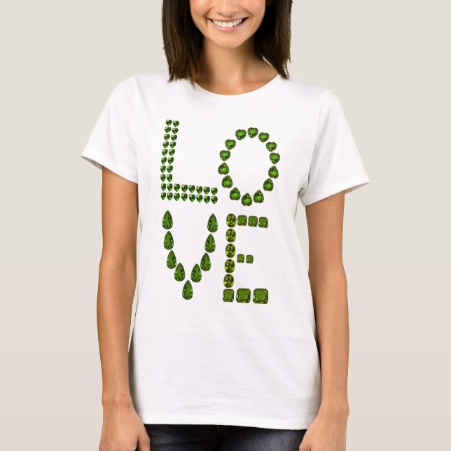 T-shirt Amour - Emerald Green Gemstone Letters (Devant)
