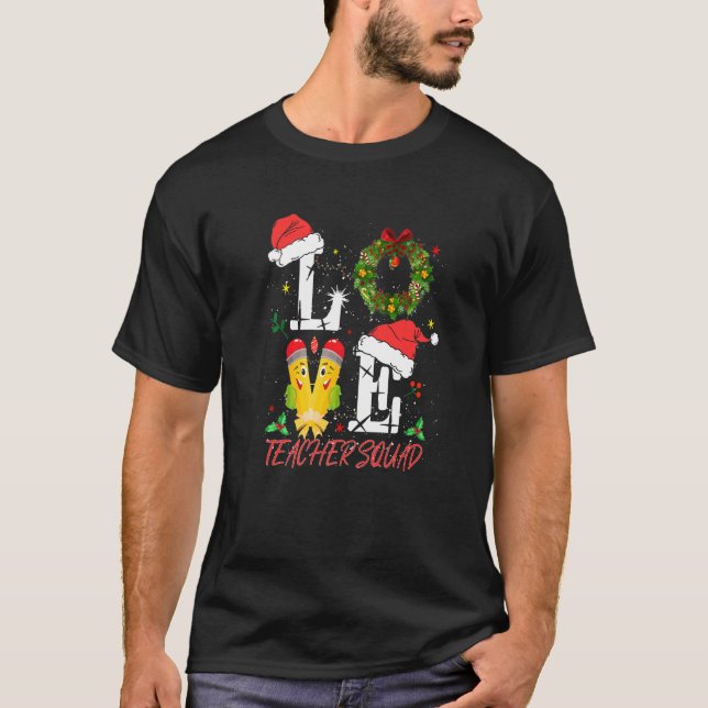 T-shirt Amour Enseignant Squad Noël Santa Hat Enseignant X (Devant)