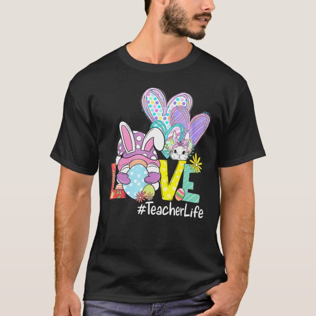 T-shirt Amour Enseignant Vie Gnome Leopard Amour Enseignan (Devant)