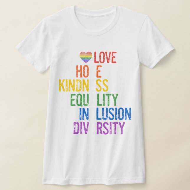 T-shirt Amour Espoir Bonté Égalité Inclusion Diversité Pe (Poser)
