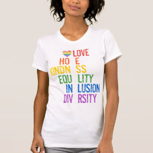 T-shirt Amour Espoir Bonté Égalité Inclusion Diversité Pe