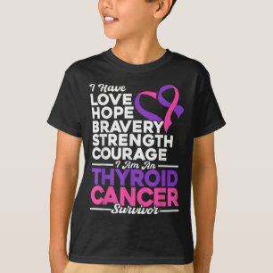 T-shirt Amour Espoir Bravoure Force Thyroïde Cancer Lauréa
