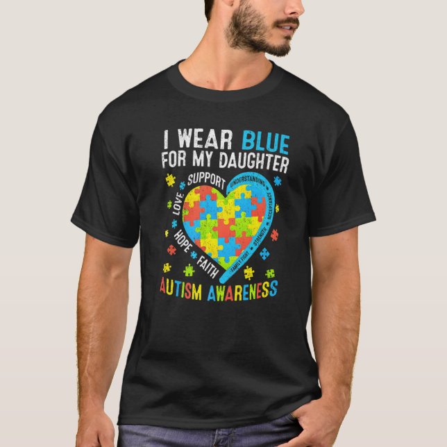 T-shirt Amour Espoir Porter Bleu Drôle Pour Mon Fils Autis (Devant)
