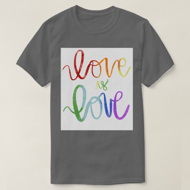 T-shirt Amour est Amour V2 Aquarelle arc-en-ciel (Design devant)
