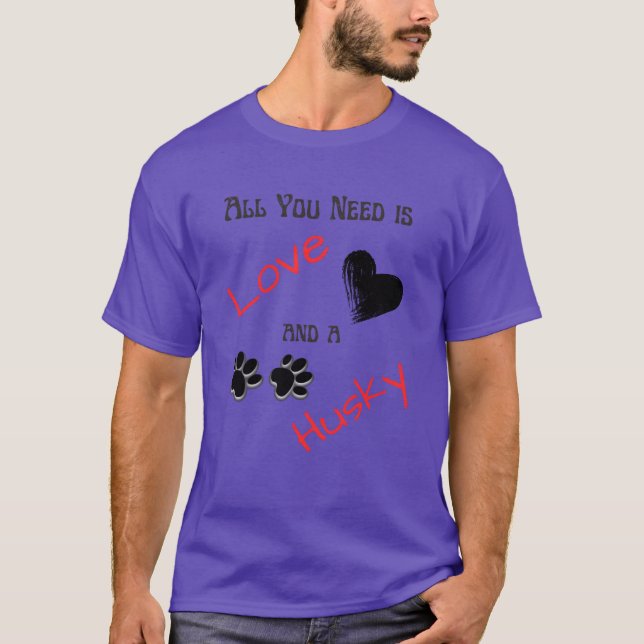 T-shirt amour et ami husky (Devant)