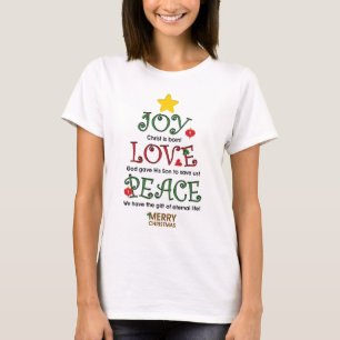 T-shirt Amour et paix chrétiens de joie de Noël
