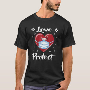 T-shirt Amour Et Protéger Le Masque Visage Coeur Drôle Val