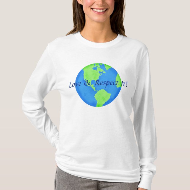 T-shirt Amour et respect Terre Globe Bleu Vert (Devant)
