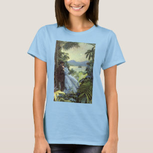 T-shirt Amour et romance vintage, vue tropicale romantique