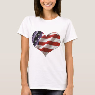 T-shirt Amour Etats-Unis de drapeau de coeur d'Amercan
