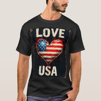 T-shirt Amour États-Unis Graphique Cœur Amoureux des États