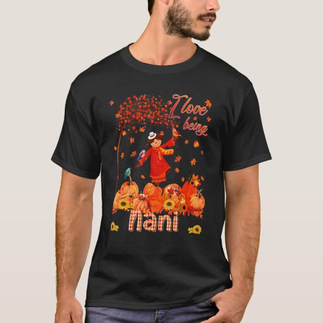 T-shirt Amour Être Nani Thanksgiving Automne Scarecrow Pum (Devant)