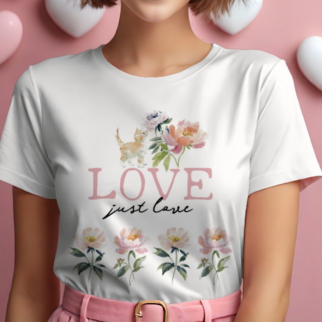 T-shirt Amour, Fleurs et Chatte Belle Fille (Créateur téléchargé)