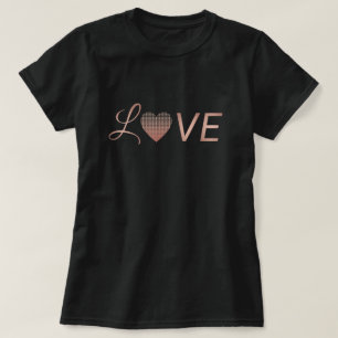 T-shirt Amour forme coeur amour rose or rose chic