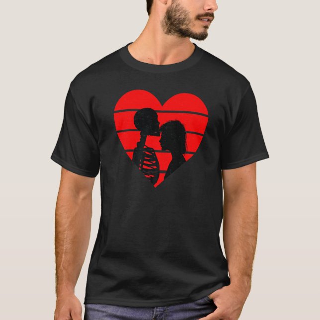 T-shirt Amour fou mal coeur cassé douleur coeur squelette  (Devant)