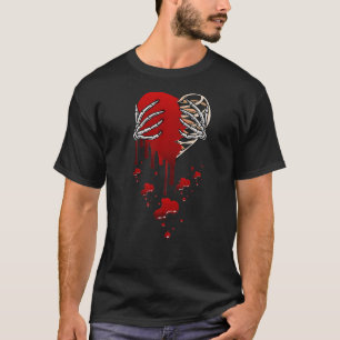 T-shirt Amour fou mal coeur cassé douleur coeur squelette