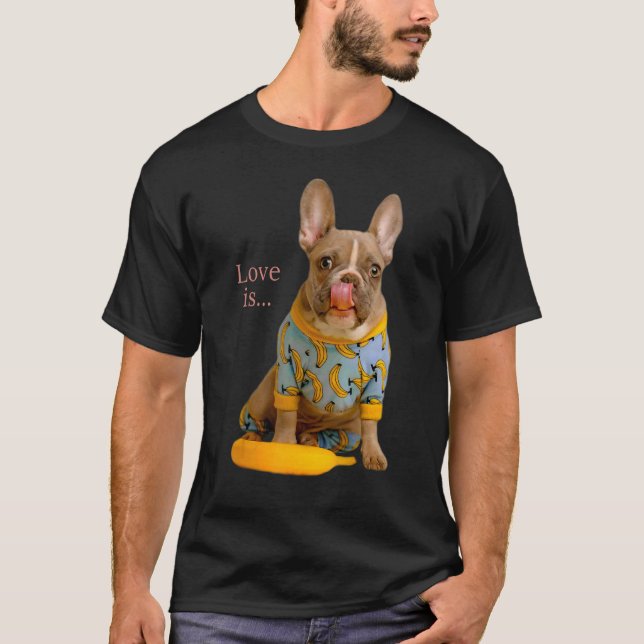 T-shirt Amour French Bulldog Frenchie Maman Papa Chien Chi (Devant)