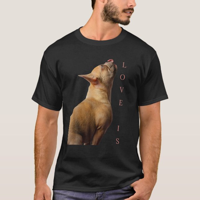 T-shirt Amour French Bulldog Frenchie Maman Papa Chien Chi (Devant)