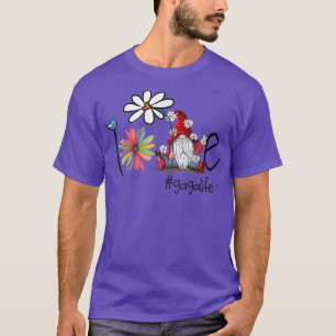 T-shirt Amour Gaga Vie Gnome Fleur Art Oiseau Grand-mère