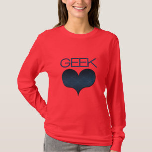 T-shirt Amour geek (Coeur) Tee foncé féminin, bleu foncé