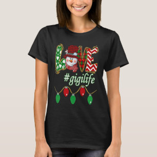 T-shirt Amour Gigi Life Snowman Scarf feux de Noël Arbre