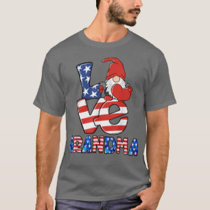 T-shirt Amour Gnome Grandma USA Drapeau 4 juillet Américai