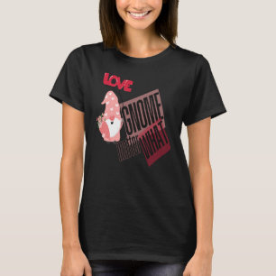 T-shirt Amour Gnome Quel Gnome Avec Sticker Balloon Fleurs
