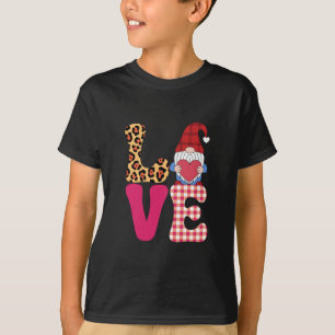 T-shirt Amour Gnome Valentines Jour Buffalo Rouge Plaid Le