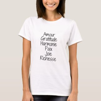 T-shirt Amour Gratitude Harmonie Joie Santé