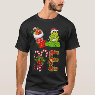 T-shirt Amour Grenouille lumières de Noël Led Santa Hat Ch