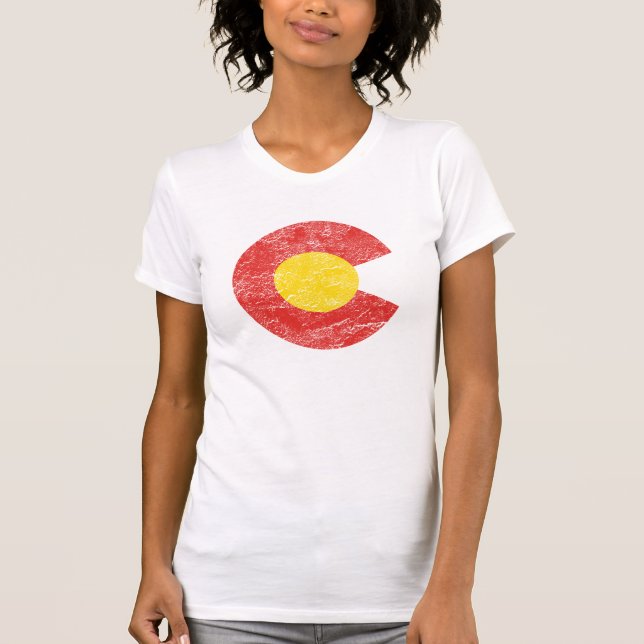T-shirt Amour grunge de Denver de drapeau d'état du (Devant)