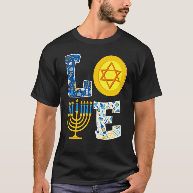 T-shirt Amour Hanoukka Chanukah Menorah Pyjama Corresponda (Devant)