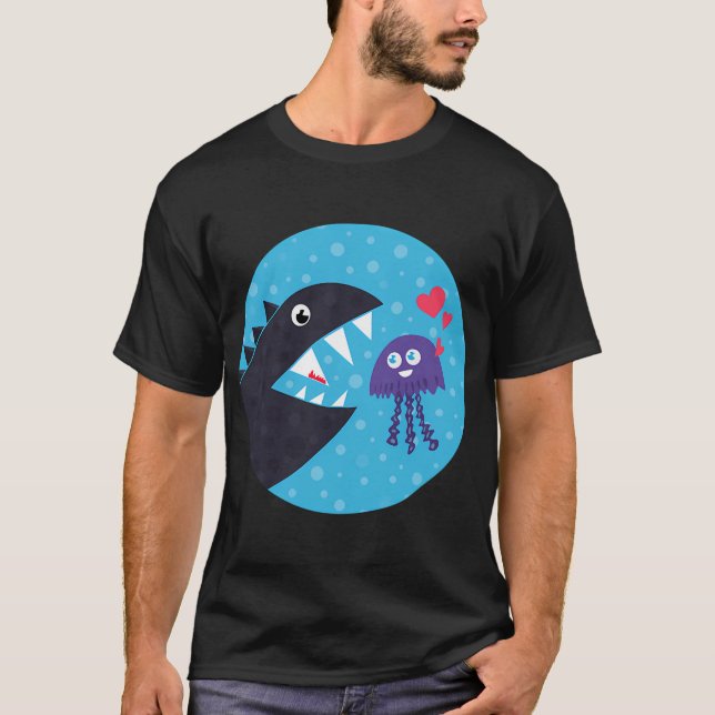 T-shirt Amour Impossible - Méduse Drôle Et Monstre Marin (Devant)