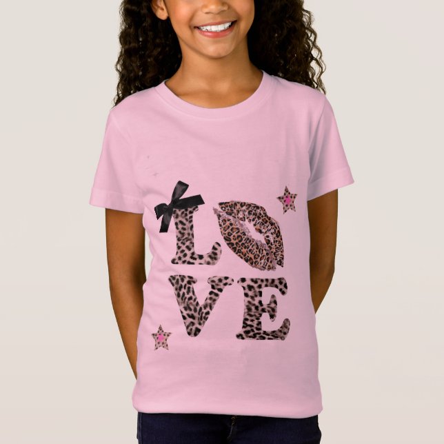 T-Shirt Amour imprimé léopard & Coquette (Devant)